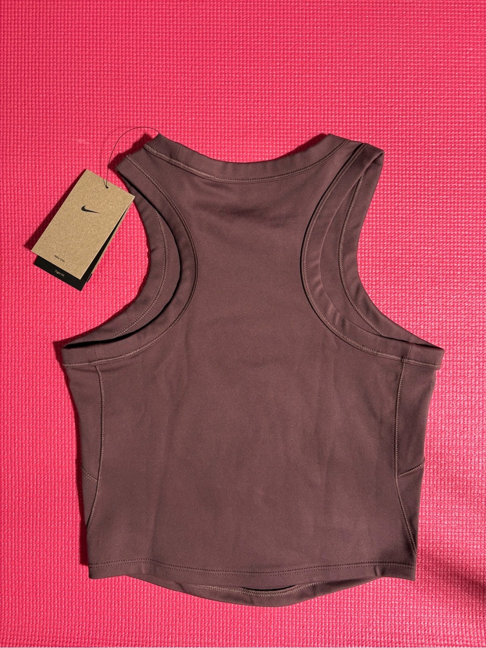 Nike Women's One Fitted Dri-FIT Cropped Tank Top, S, Tattoo (Mauve)/White - Picture 7 of 7